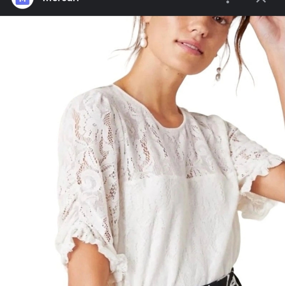 Anthropologie Women's Size M White Eyelet Tee Shirt